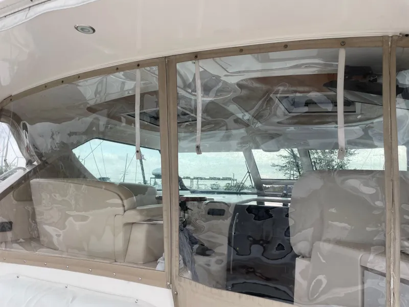 Slide: The Image of 2008 Tiara Yachts 4300 Sovran interior view with clear protective covers. - 12