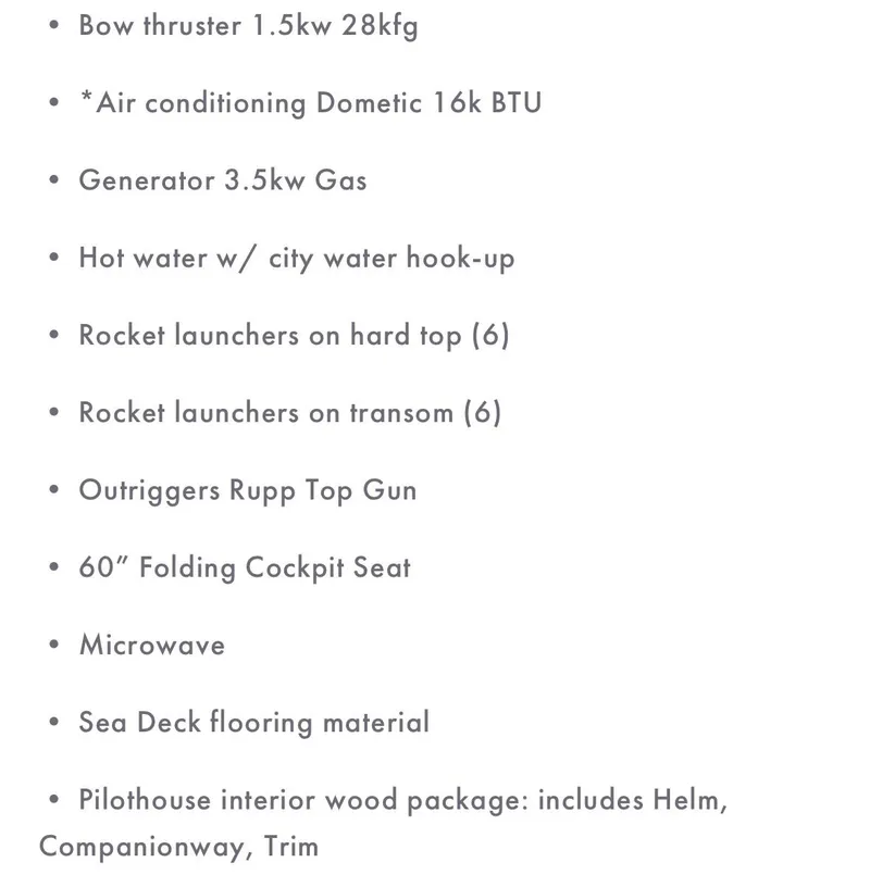 Slide: The Image of 2022 NorthCoast 315 features: bow thruster, air conditioning, generator, hot water, rocket launchers, outriggers, cockpit - 30