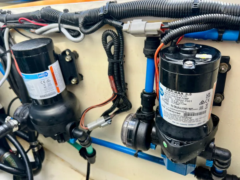 Slide: The Image of Boat engine components of a 2015 Boston Whaler 250 Outrage. - 49