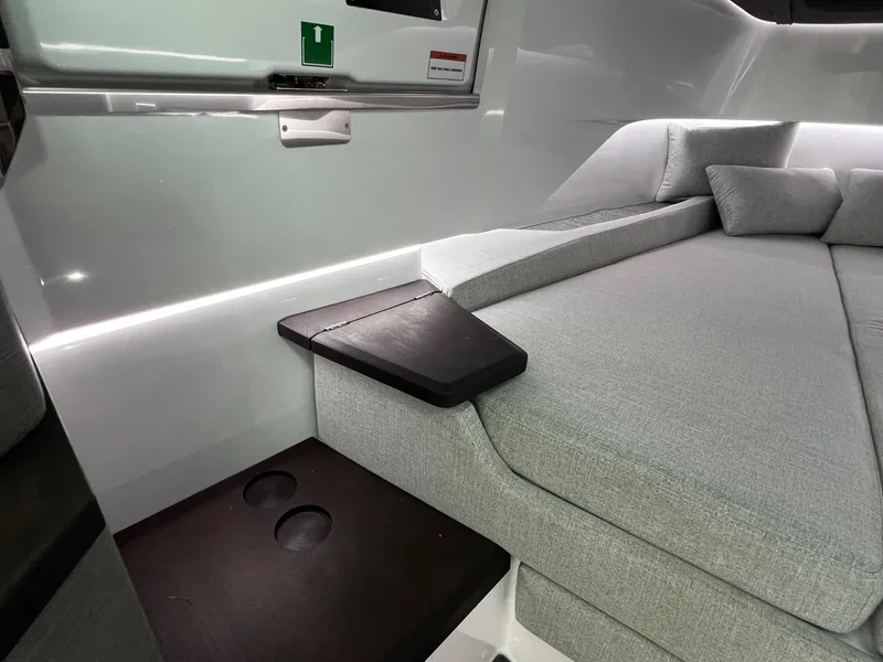 Slide: The Image of Luxurious interior of 2024 Axopar 37 Sun Top Mediterrana Edition with modern seating. - 26