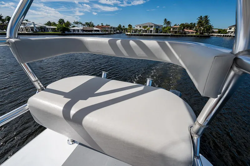 Slide: The Image of 2019 Freeman 37 boat seat with waterfront view. - 2