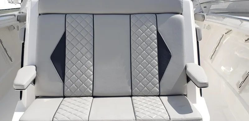Slide: The Image of 2024 Pursuit S 358 Sport boat with luxurious quilted seating. - 15