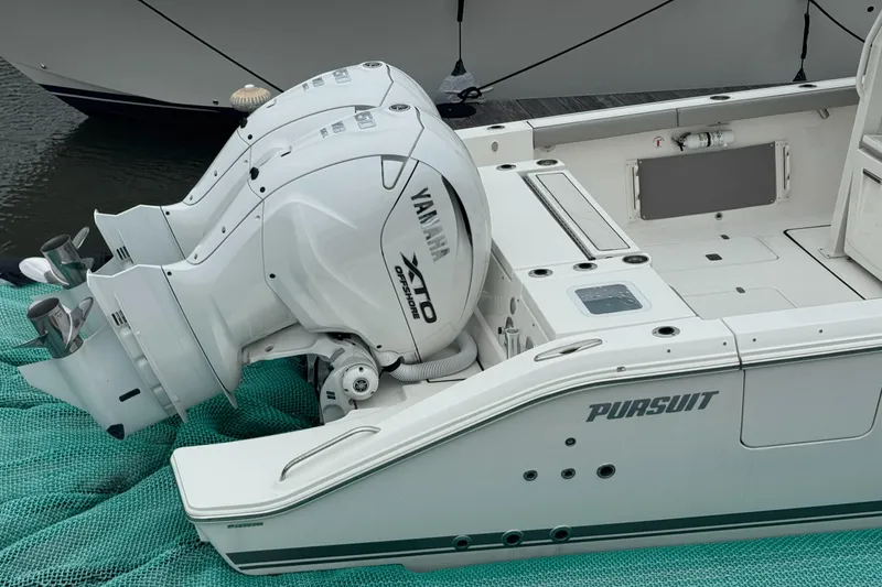 Slide: The Image of 2024 Pursuit S 358 Sport boat with twin Yamaha XTO Offshore engines. - 9