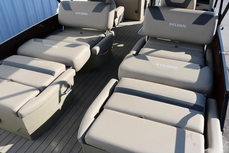 Slide: The Image of 2024 Sylvan L3 RLZ boat with luxurious reclining seats. - 21