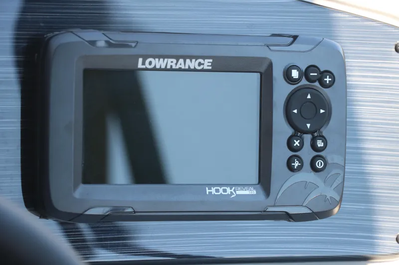 Slide: The Image of Lowrance Hook Reveal fish finder on 2025 Sylvan X1 CLZ DH Tri-Toon boat. - 30