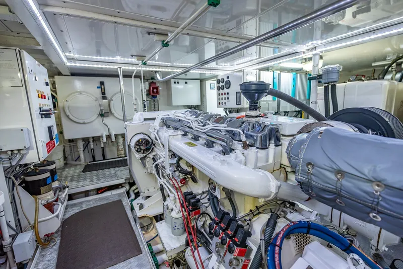 Slide: The Image of Engine room of a 2005 Jongert 2900M yacht with advanced machinery and control panels. - 18
