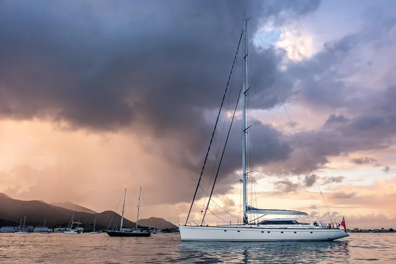 Slide: The Image of Luxury Jongert 2900M yacht sailing at sunset, 2005 model. - 2