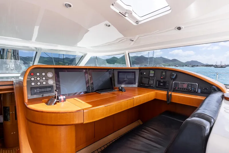 Slide: The Image of Jongert 2900M 2005 yacht helm station with modern navigation equipment and panoramic windows. - 6