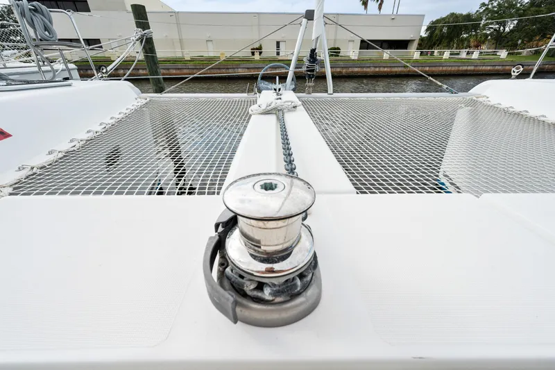 Slide: The Image of Winch on the deck of a 2018 Lagoon 42 catamaran. - 42