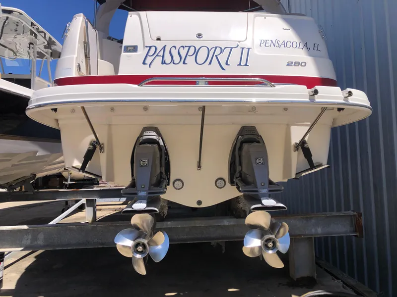 Slide: The Image of 2016 Chaparral 290 Signature boat named Passport II in Pensacola, FL, on a trailer. - 13