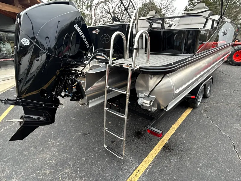 Slide: The Image of 2024 Avalon LSZ 2585 RL pontoon boat with Mercury outboard motor. - 8