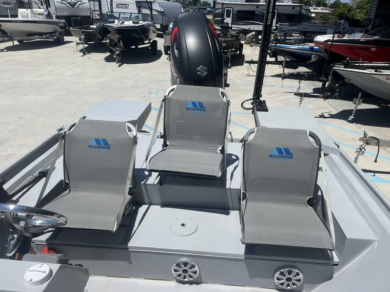 Slide: The Image of 2021 Southfork 20X72 boat with Millennium Marine seats in a boatyard. - 9