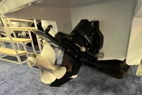 Slide: The Image of 2024 Monterey 278SS boat propeller and stern drive on display. - 10