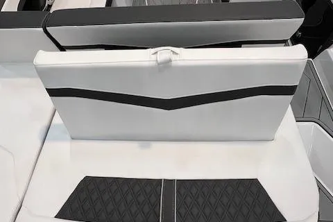 Slide: The Image of 2024 Monterey 278SS boat interior with white and black seating. - 3