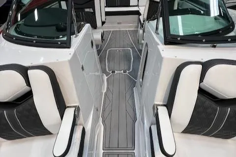Slide: The Image of 2024 Monterey 278SS boat interior with luxurious seating and modern design. - 6