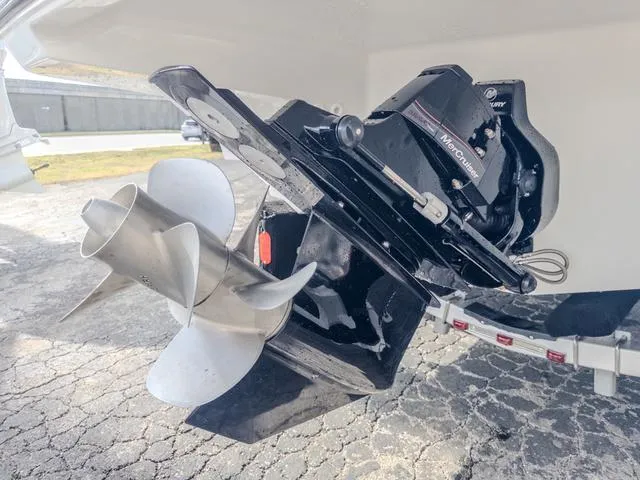 Slide: The Image of 2024 Monterey 258 SS boat propeller and drive system close-up. - 9