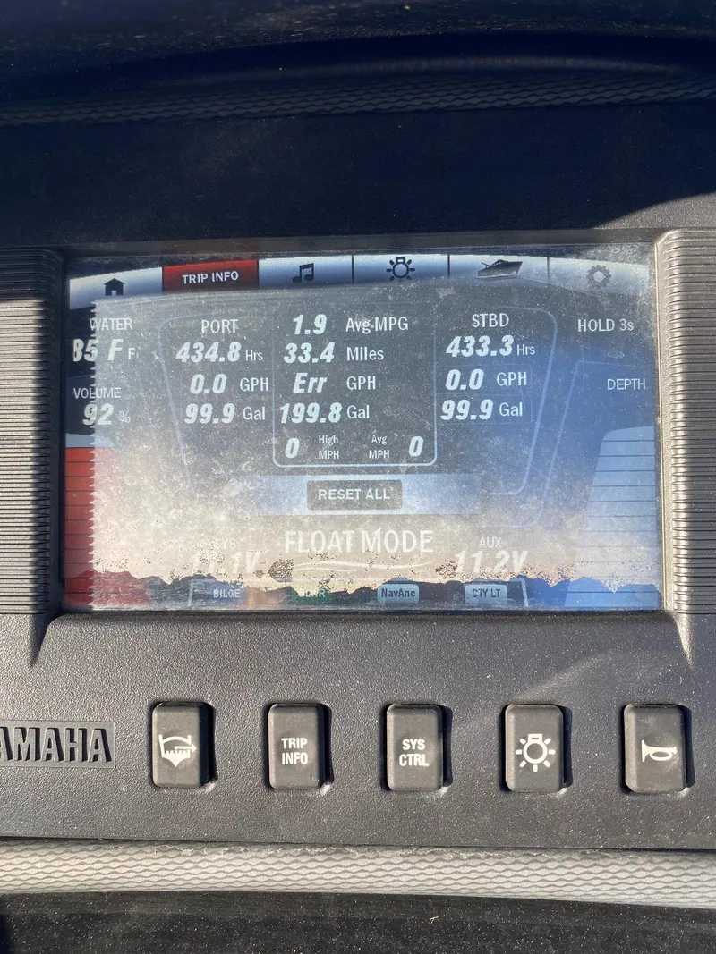 Slide: The Image of Yamaha Boats AR240 HO 2018 dashboard display showing trip information and engine stats. - 9