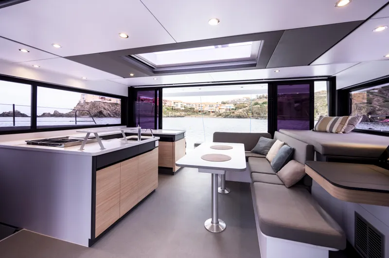 Slide: The Image of Modern interior of 2025 Windelo 50 Adventure yacht with panoramic windows and sleek design. - 23