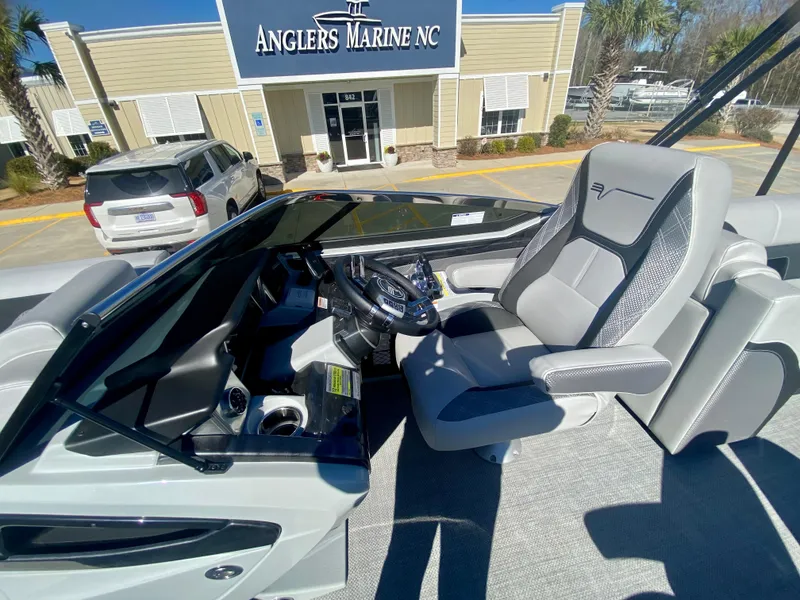Slide: The Image of Vanderbilt 700T 2023 model boat cockpit at Anglers Marine NC dealership. - 14