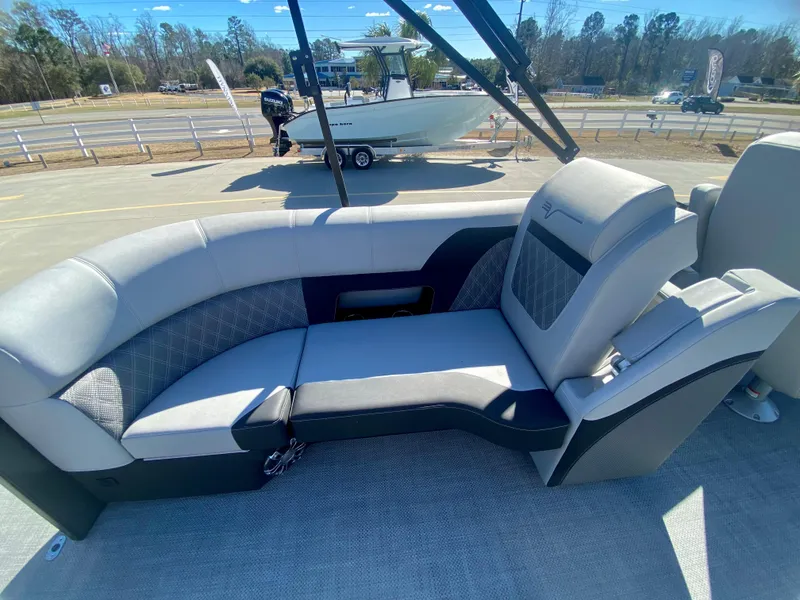 Slide: The Image of 2023 Vanderbilt 700T boat interior with luxurious seating - 10