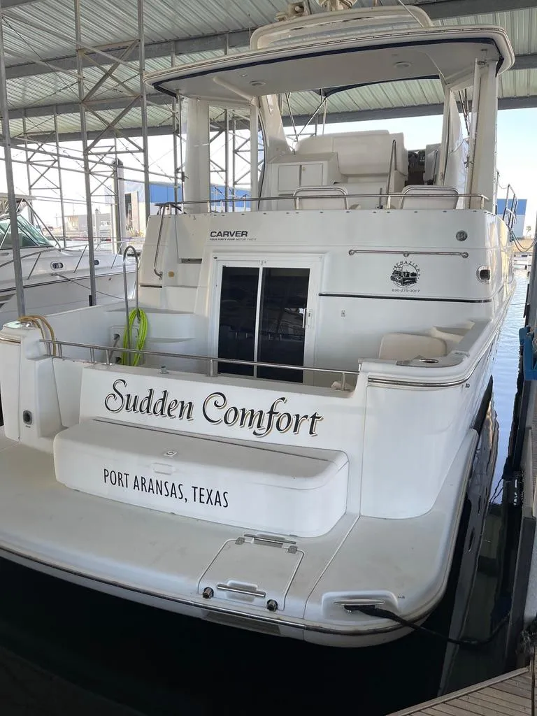 Slide: The Image of 2001 Carver 444 Cockpit Motor Yacht docked in Port Aransas, Texas. - 11