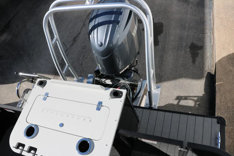 Slide: The Image of 2024 Sylvan Mirage 8522 Party Fish boat with outboard motor and fishing station. - 25