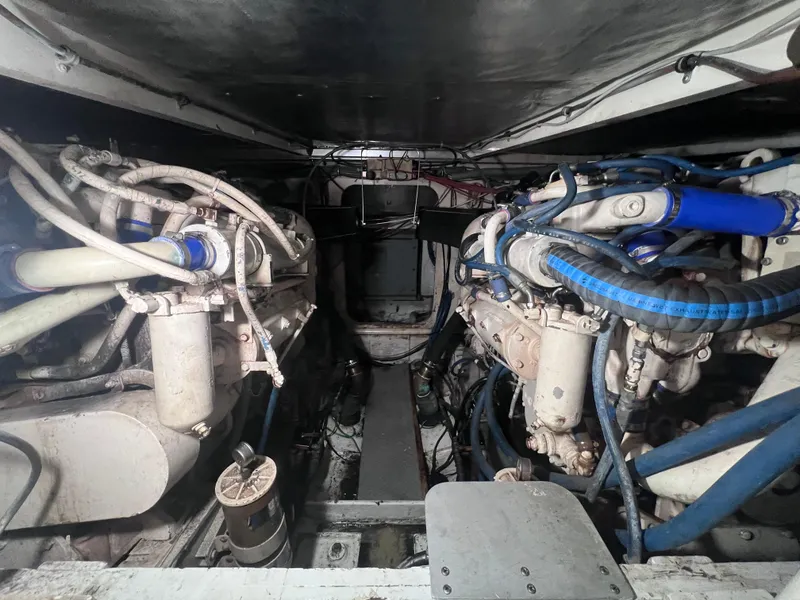 Slide: The Image of Engine room of a 1988 Bertram 43 Convertible yacht. - 34