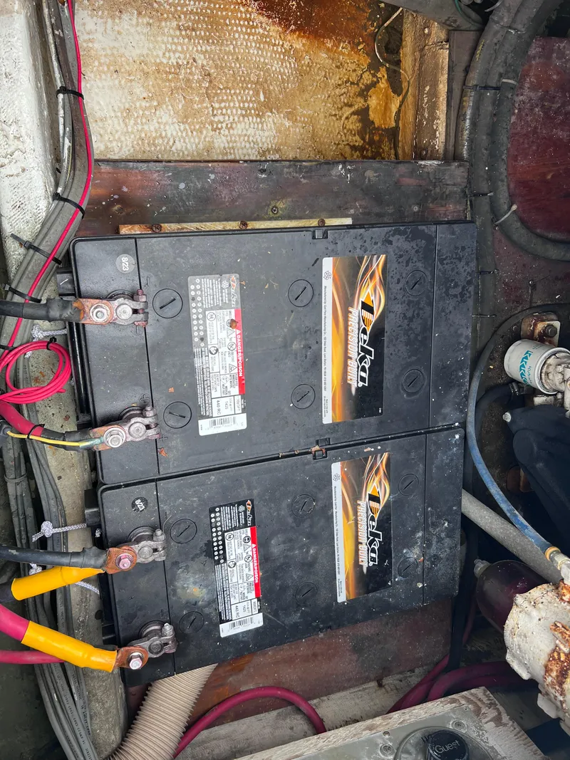 Slide: The Image of Battery compartment of a 1988 Bertram 43 Convertible boat. - 41