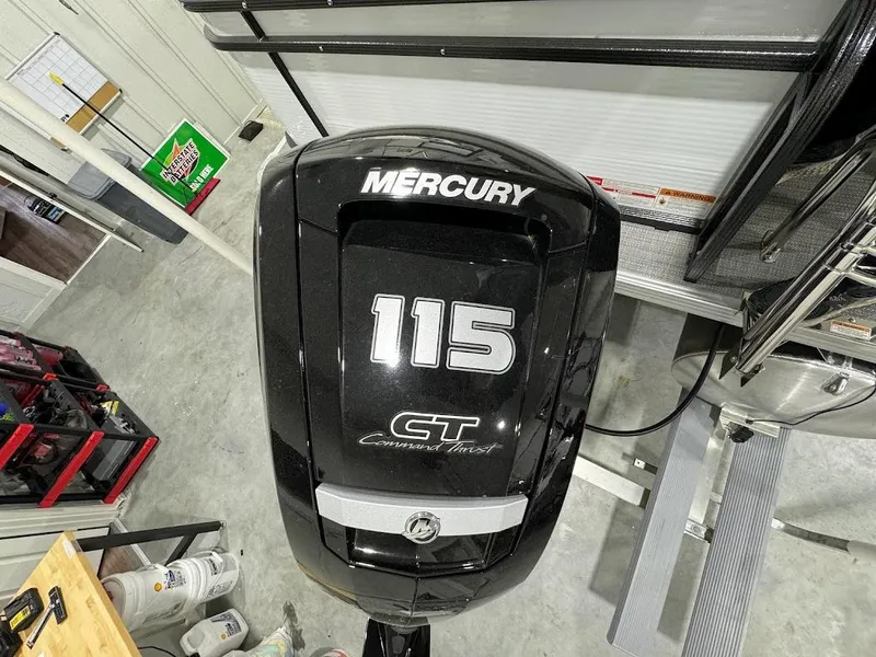 Slide: The Image of Mercury 115 outboard motor on 2024 Crest Classic LX 220 boat. - 21