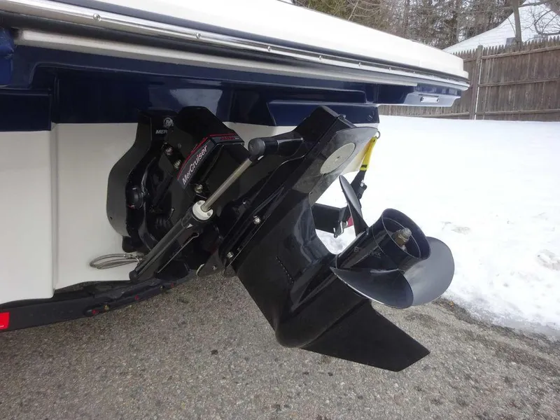 Slide: The Image of 2023 Sea Ray SPX 210 boat stern drive and propeller in winter setting. - 24