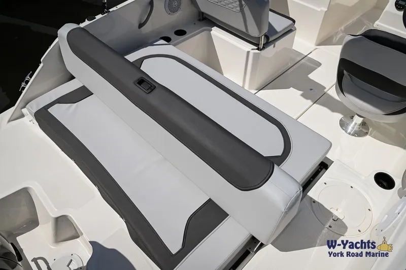 Slide: The Image of 2024 Bayliner M19 boat interior seating and deck area. - 20