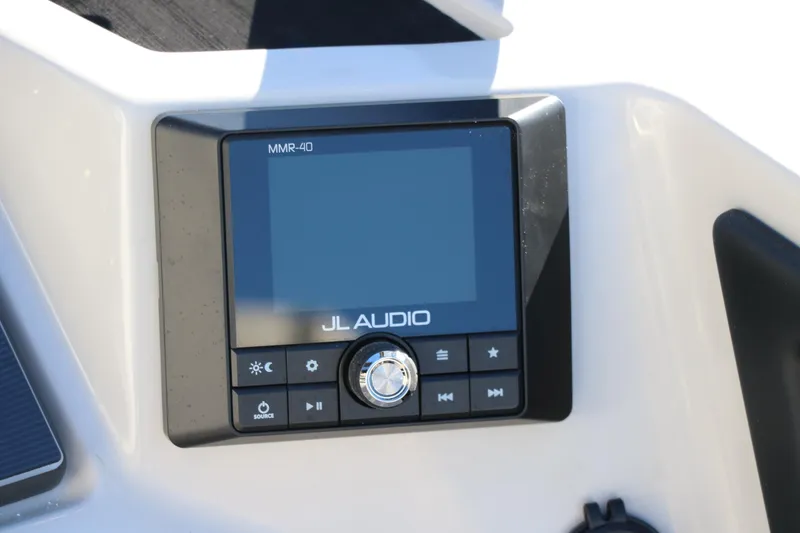 Slide: The Image of JL Audio MMR-40 control panel on 2024 Sylvan G5 CLZ DC boat. - 45