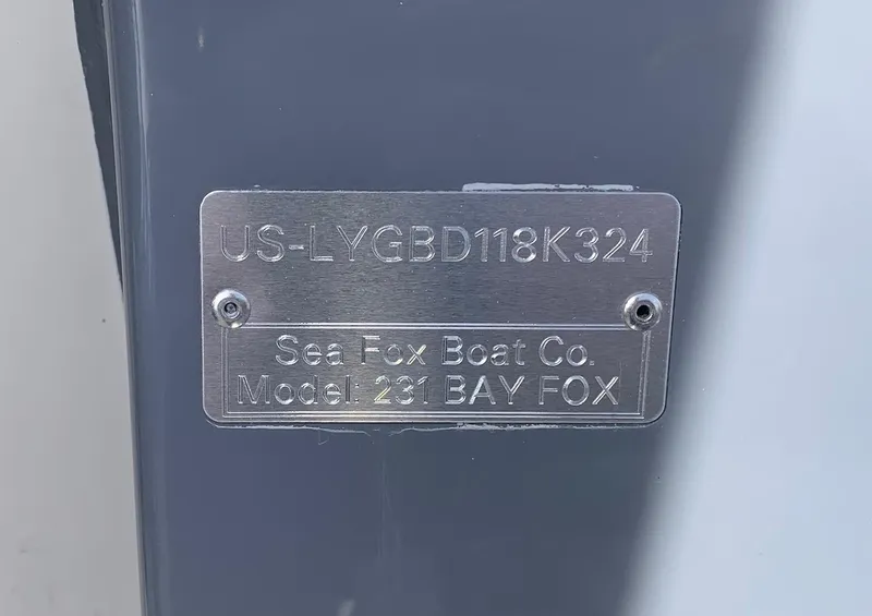 Slide: The Image of 2024 Sea Fox 231 Bay Fox boat identification plate - 19