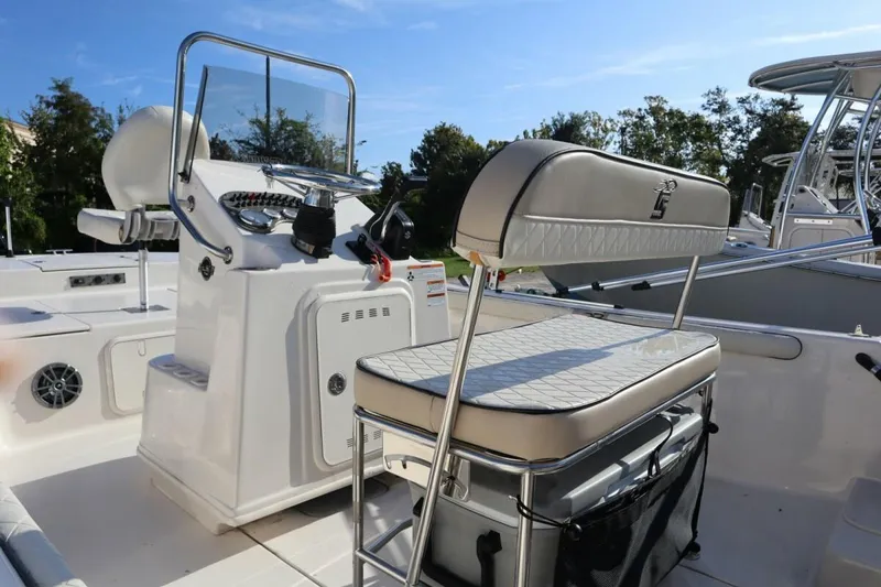 Slide: The Image of 2023 Carolina Skiff 17 LS boat interior with console and seating. - 8