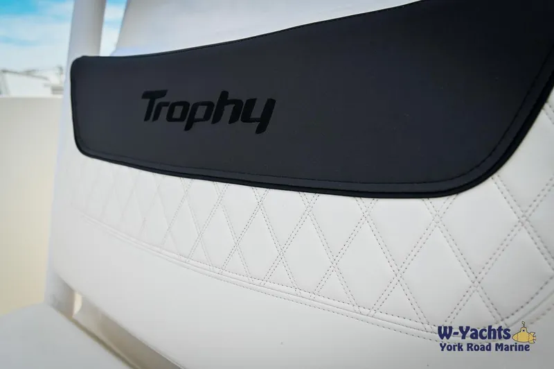 Slide: The Image of Close-up of 2023 Bayliner T24 Trophy boat seat with diamond stitching. - 19