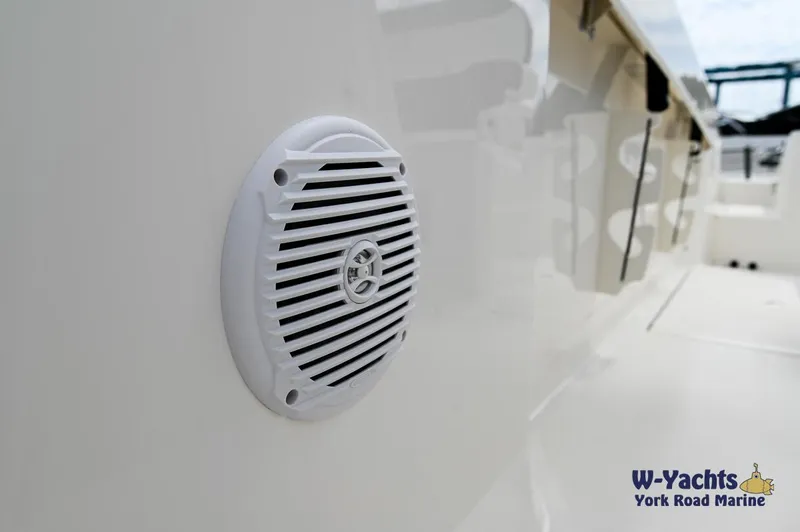 Slide: The Image of Close-up of a 2023 Bayliner T24 boat speaker at W-Yachts York Road Marine. - 25
