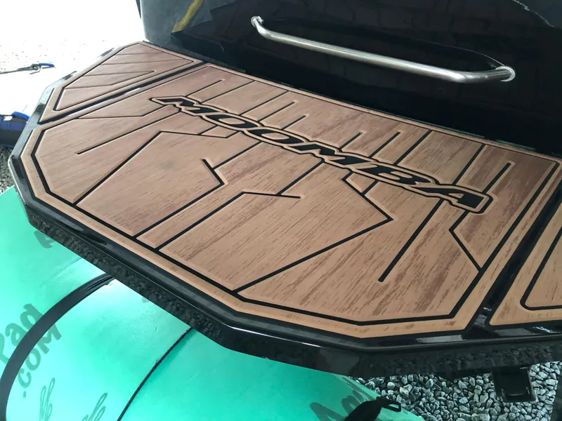 Slide: The Image of 2023 Moomba Makai swim platform with stylish wood finish. - 19