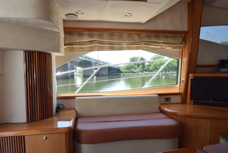 Slide: The Image of Interior of 2005 Sunseeker Manhattan 50 yacht with river view through window. - 14