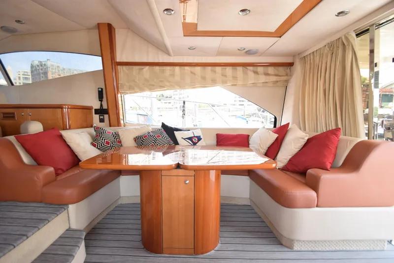 Slide: The Image of Luxurious interior of 2005 Sunseeker Manhattan 50 yacht with plush seating and elegant decor. - 4