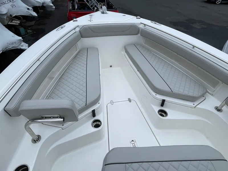 Slide: The Image of 2024 Pursuit S 248 Sport boat with spacious seating and modern design. - 17