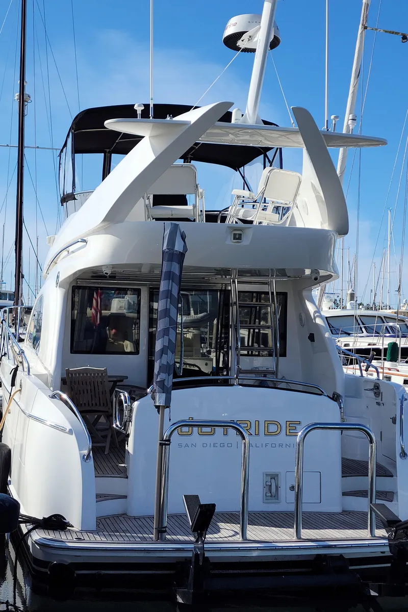 Slide: The Image of 2007 Ocean Alexander Veloce yacht docked at marina, rear view. - 3