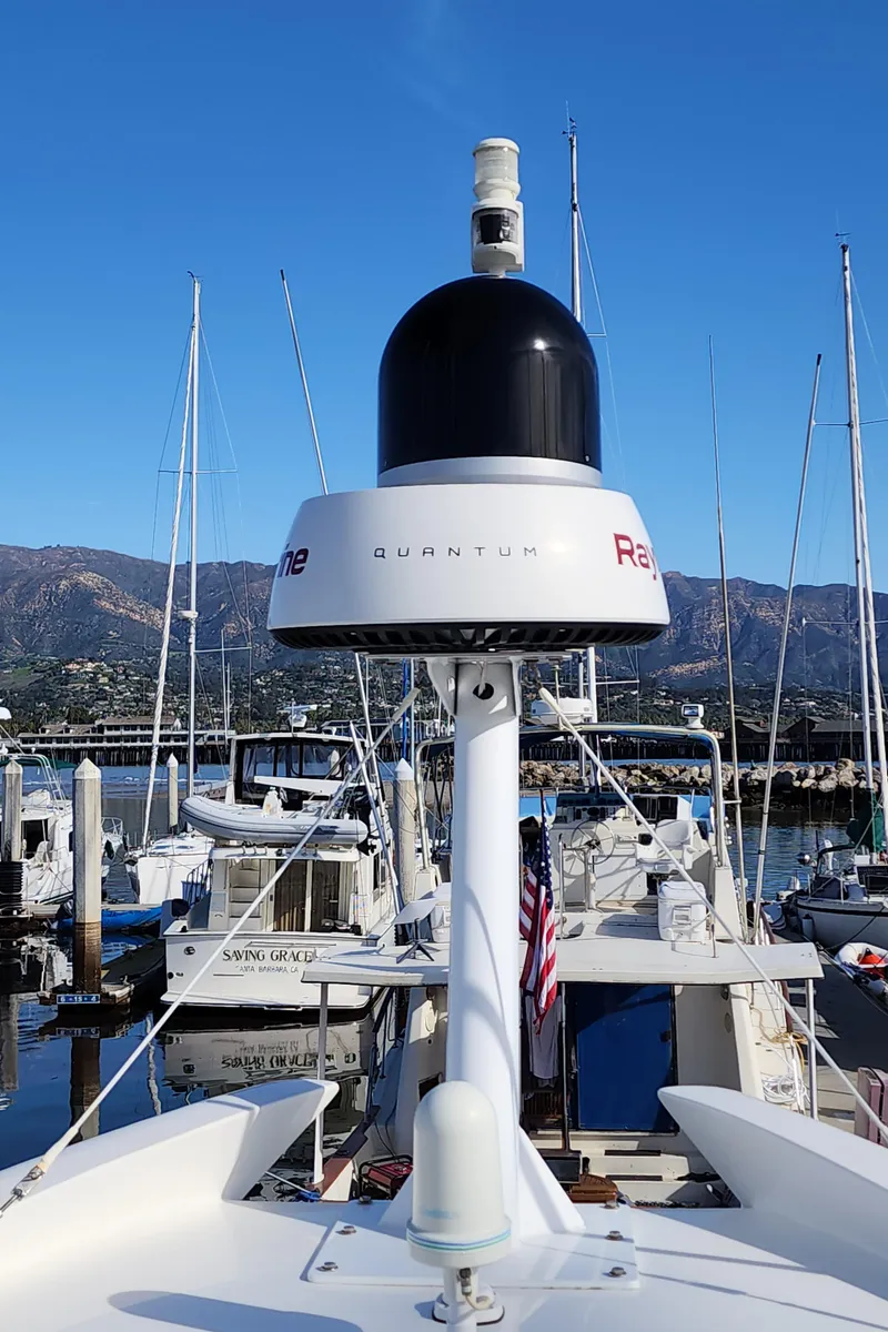 Slide: The Image of 2007 Ocean Alexander Veloce yacht docked at marina with radar equipment. - 45