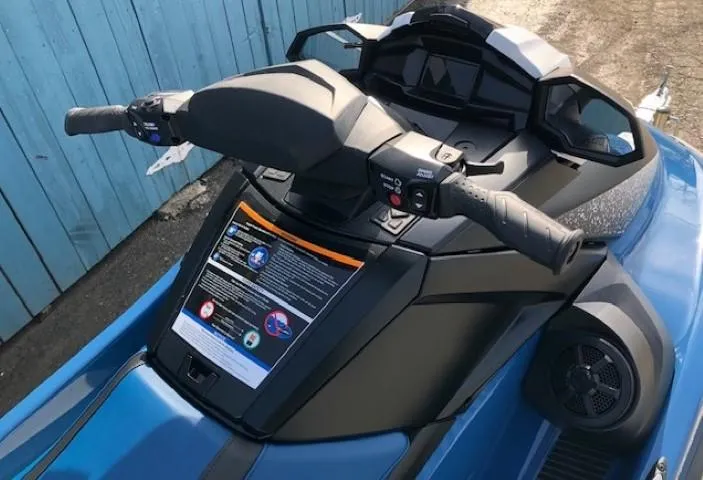 Slide: The Image of 2024 Yamaha WaveRunner VX Cruiser dashboard and controls, blue exterior. - 4