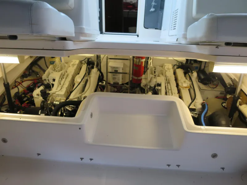 Slide: The Image of Engine compartment of a 2004 Tiara Yachts 3800 Open with twin engines. - 19