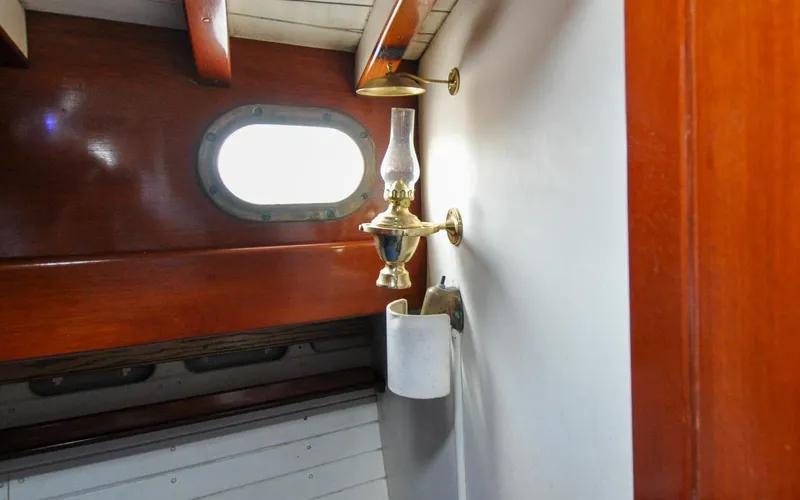 Slide: The Image of Custom Eldredge-McInnis 47 Cutter - Prowess - Forward Cabin - Reading and Kerosene Lights - 107