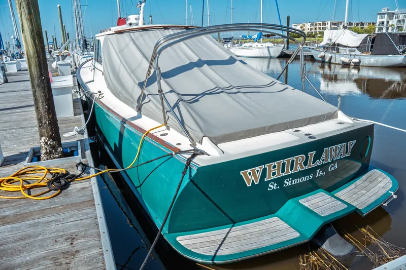 Slide: The Image of Hinckley Picnic Boat Classic 2000 docked, named "Whirlaway," St. Simons Island, Georgia. - 13