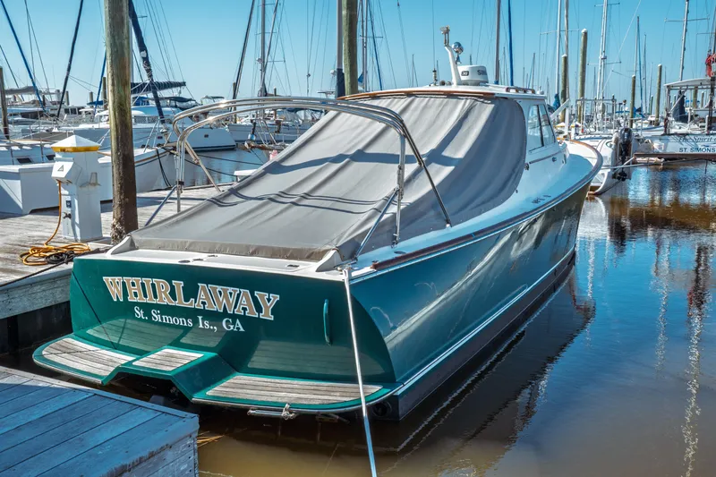 Slide: The Image of Hinckley Picnic Boat Classic 2000 docked at marina, St. Simons Island, Georgia. - 12