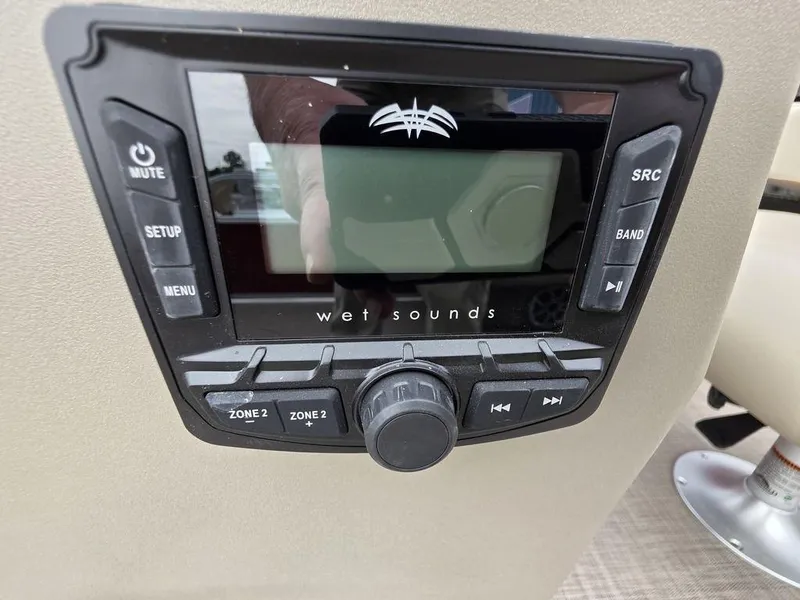 Slide: The Image of Wet Sounds audio system on 2025 Sun Tracker BASS BUGGY® 18 DLX boat dashboard. - 4
