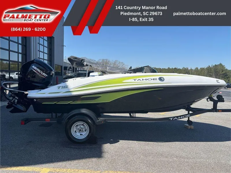Slide: The Image of 2024 Tahoe T16 boat on trailer at Palmetto Boat Center, Piedmont, SC. - 2