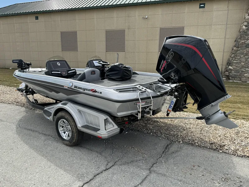 Slide: The Image of 2024 Ranger Z518 Ranger Cup Equipped fishing boat on trailer, rear view. - 7